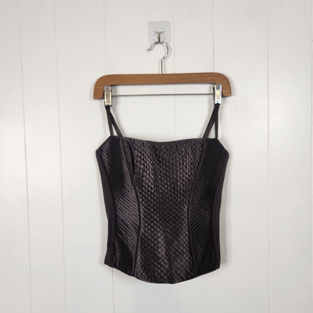 Roselle Brown Taupe Quilted Corset Bustier Womens Size Medium Lingerie Castle